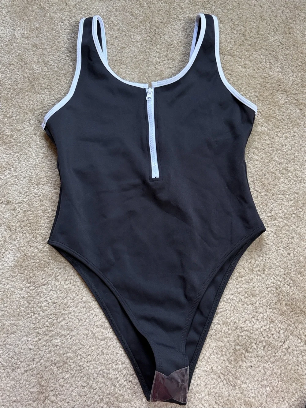 PrettyLittleThing Black One-Piece High Leg Swimsuit with Front Zip